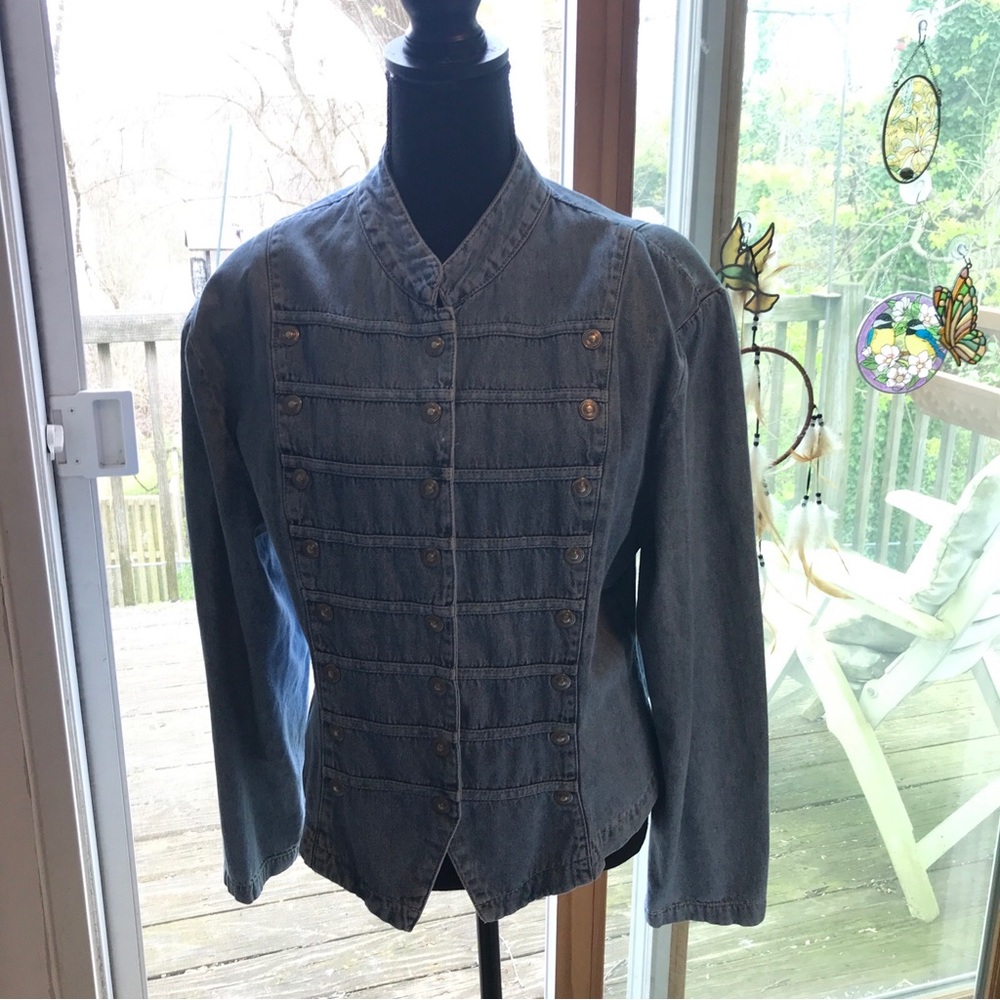 Vintage Carolina Blues Denim Jean Jacket Shoulder Pads M Women’s Sgt. Pepper
